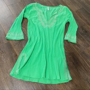 Old Navy Womens Green Vneck Swimsuit Beach Coverup Detailed Stitching Travel